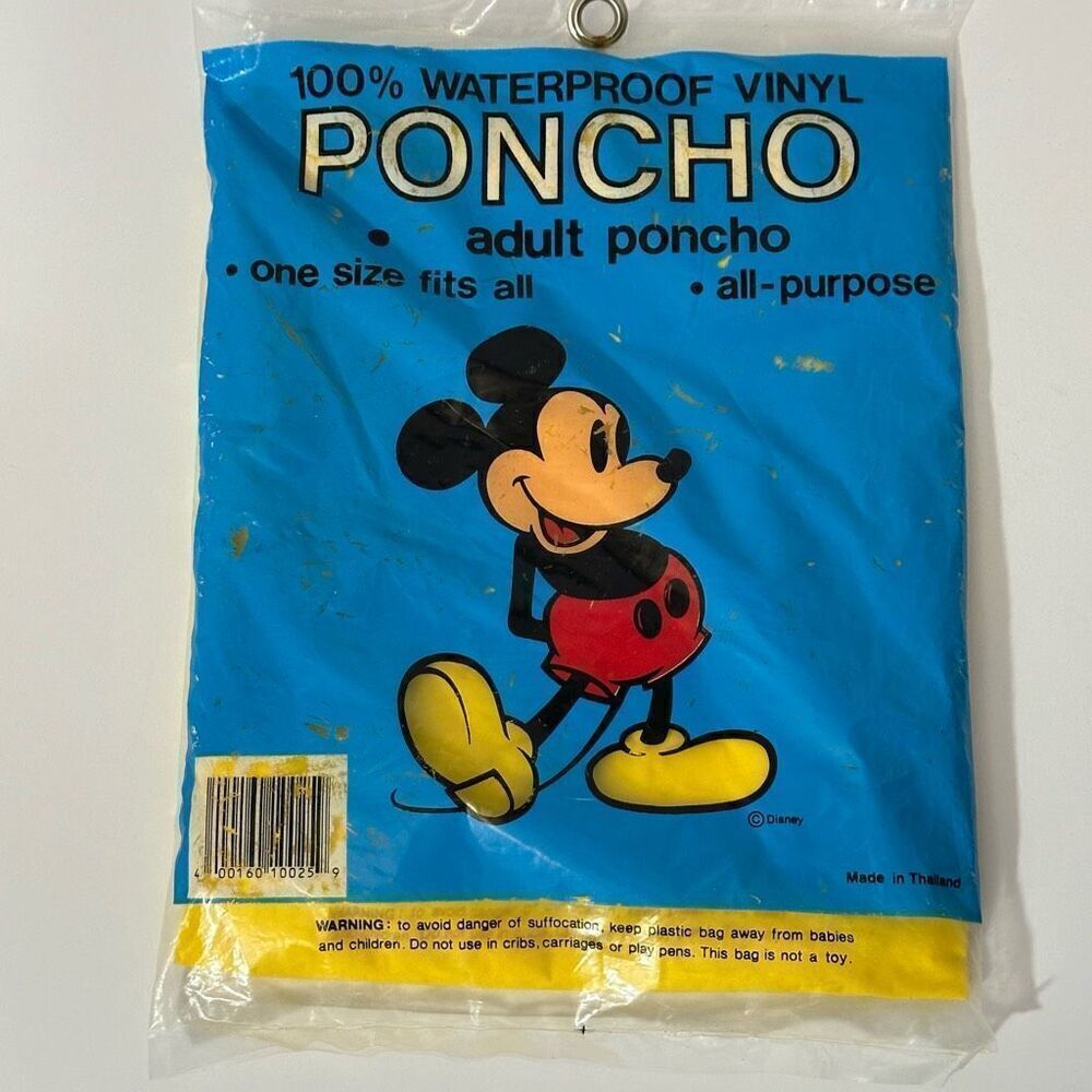 Disneyland Vintage 90s Waterproof Adult Poncho Yellow | One Size